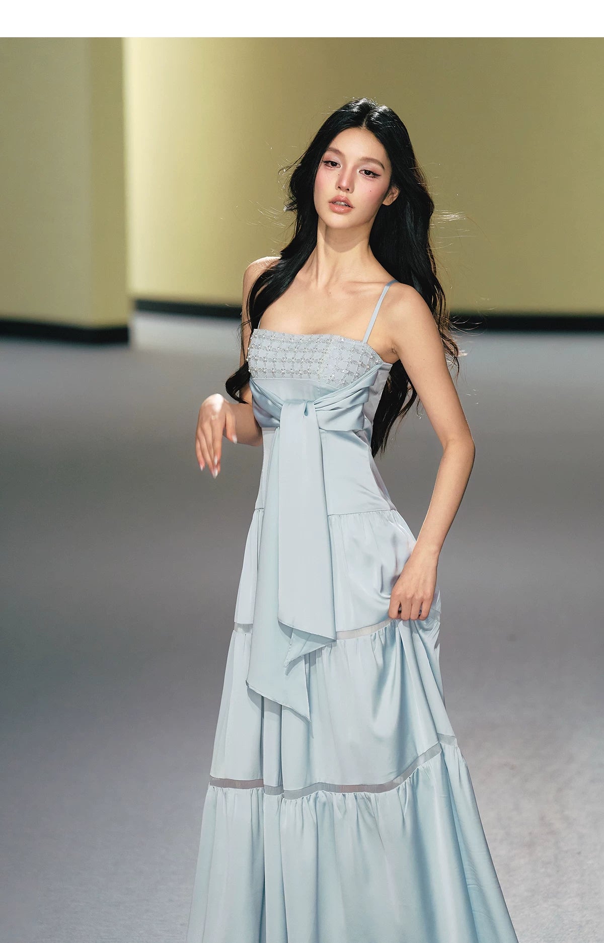 AGAM Hollow Splicing Bead Tube Top Dress