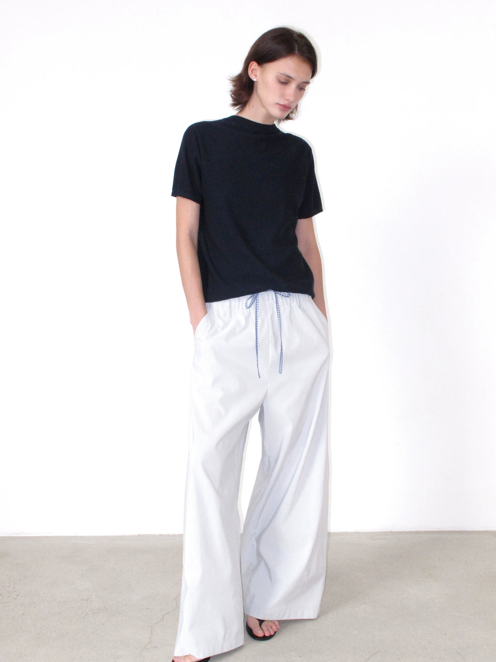 NOT UGLY Double Waist Lazy Striped Casual Pants