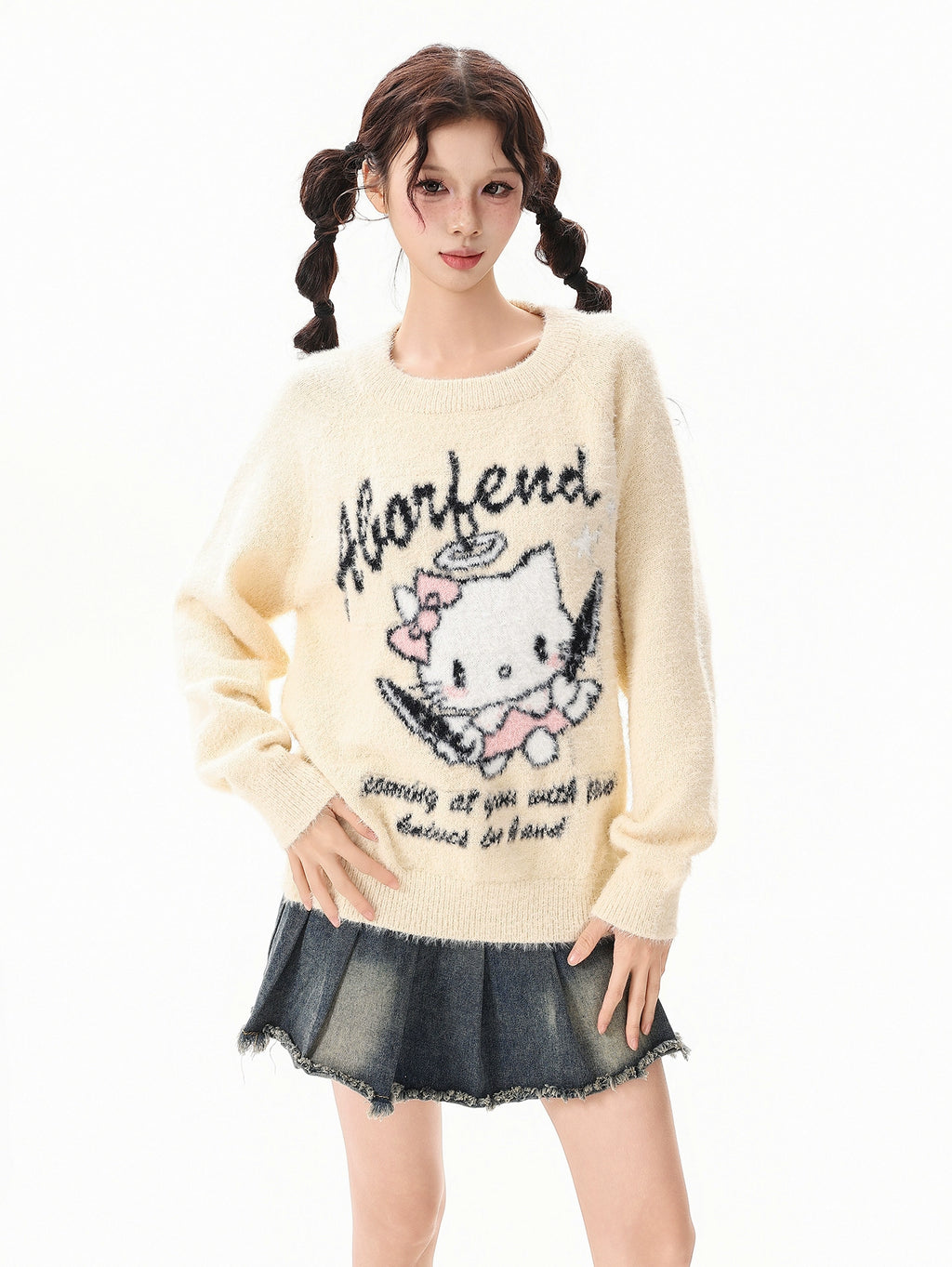BF. BORFEND Cute Kitty Cat Crew Neck Sweater