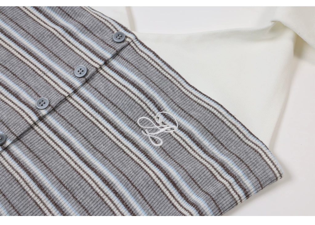 Ablueberry Striped Neck Vest