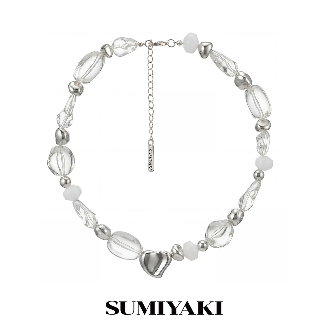SUMIYAKI Niche Transparent Crystal Necklace