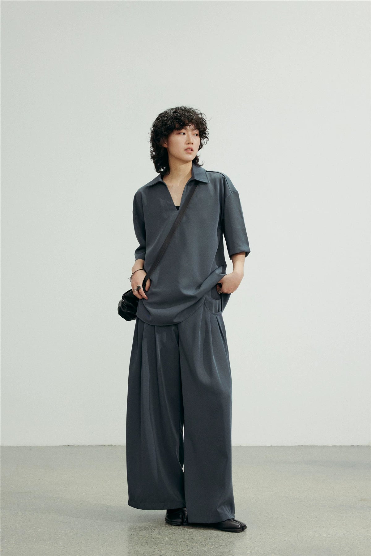 SUNYVONNE Minimalist High-waisted Wide-leg Trousers