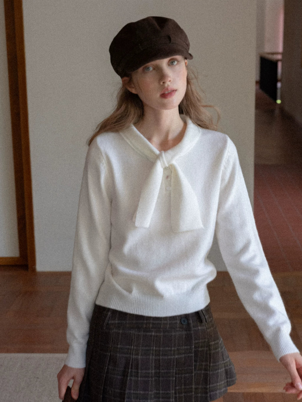 EGGKA Butterfly Neck Pullover Gentle Wind Knitted Sweater