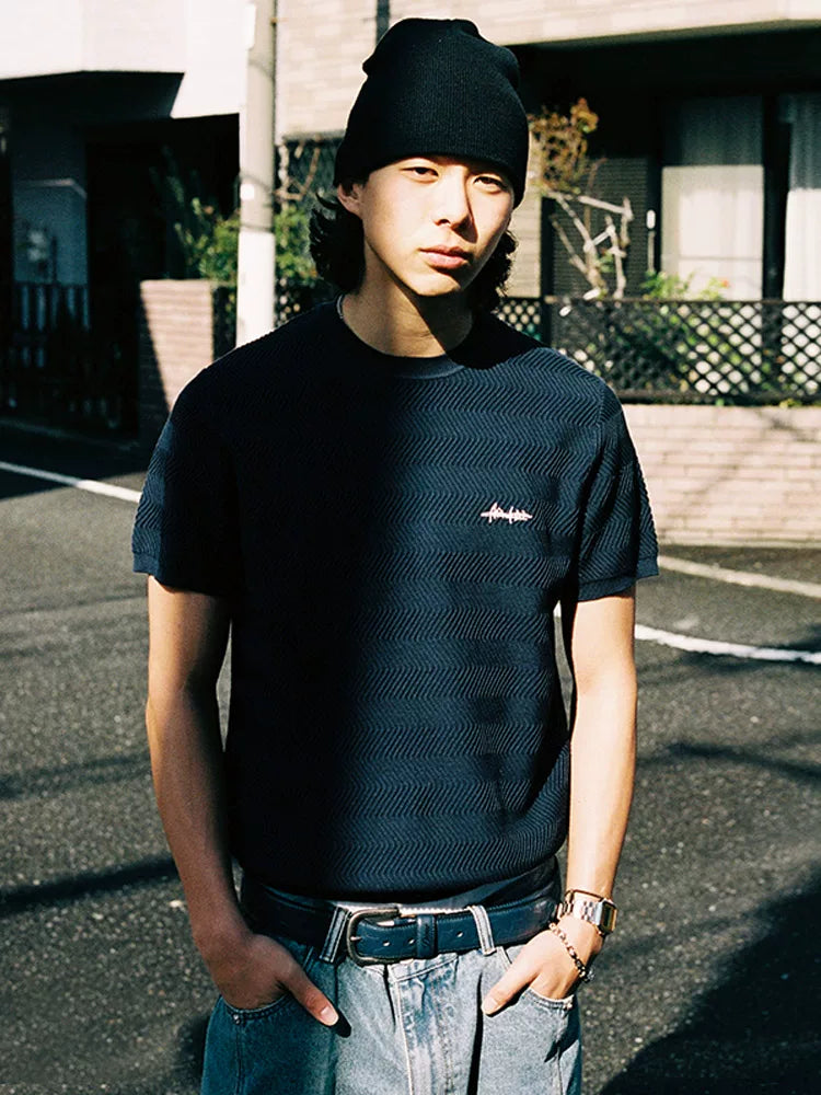 MindError Embroidery Logo Wavy Knit Tee