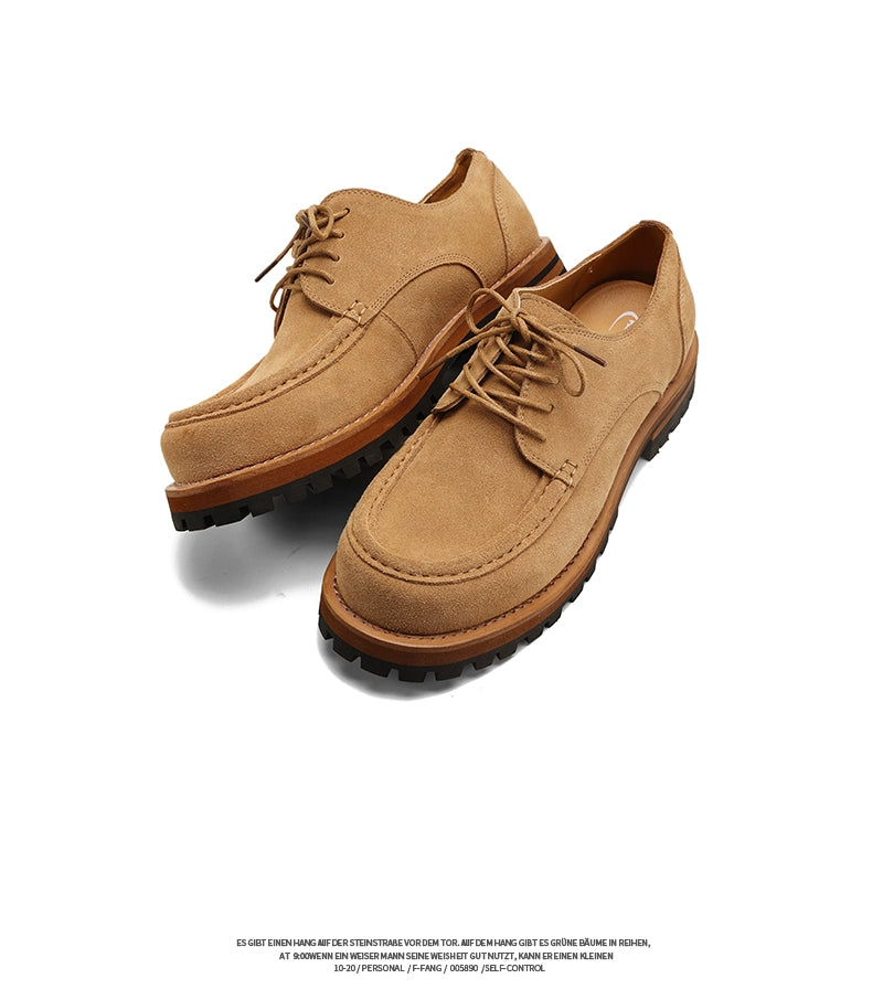 FANGSANHUO Retro Thick-soled Heightened Suede Casual Tooling Derby Shoes