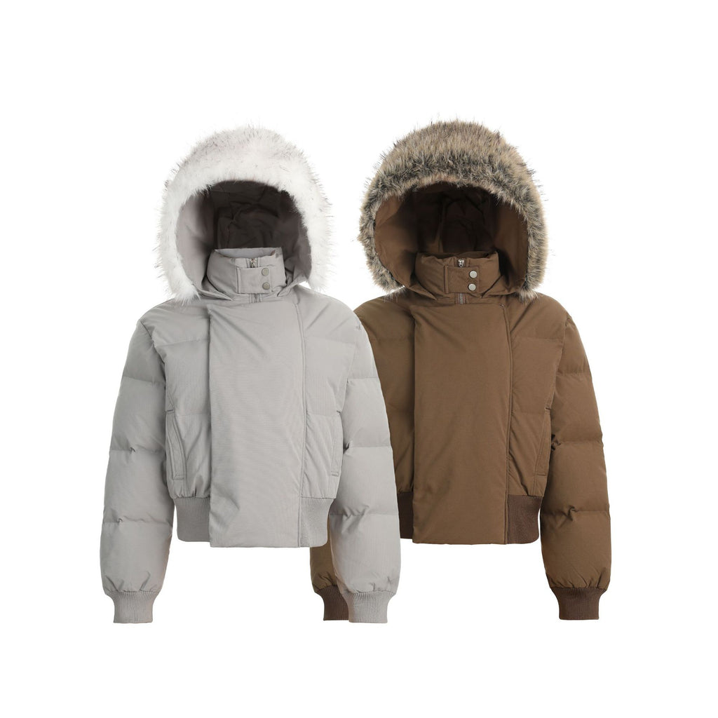 CHANYOOU Retro Hooded Fur Collar White Duck Down Jacket