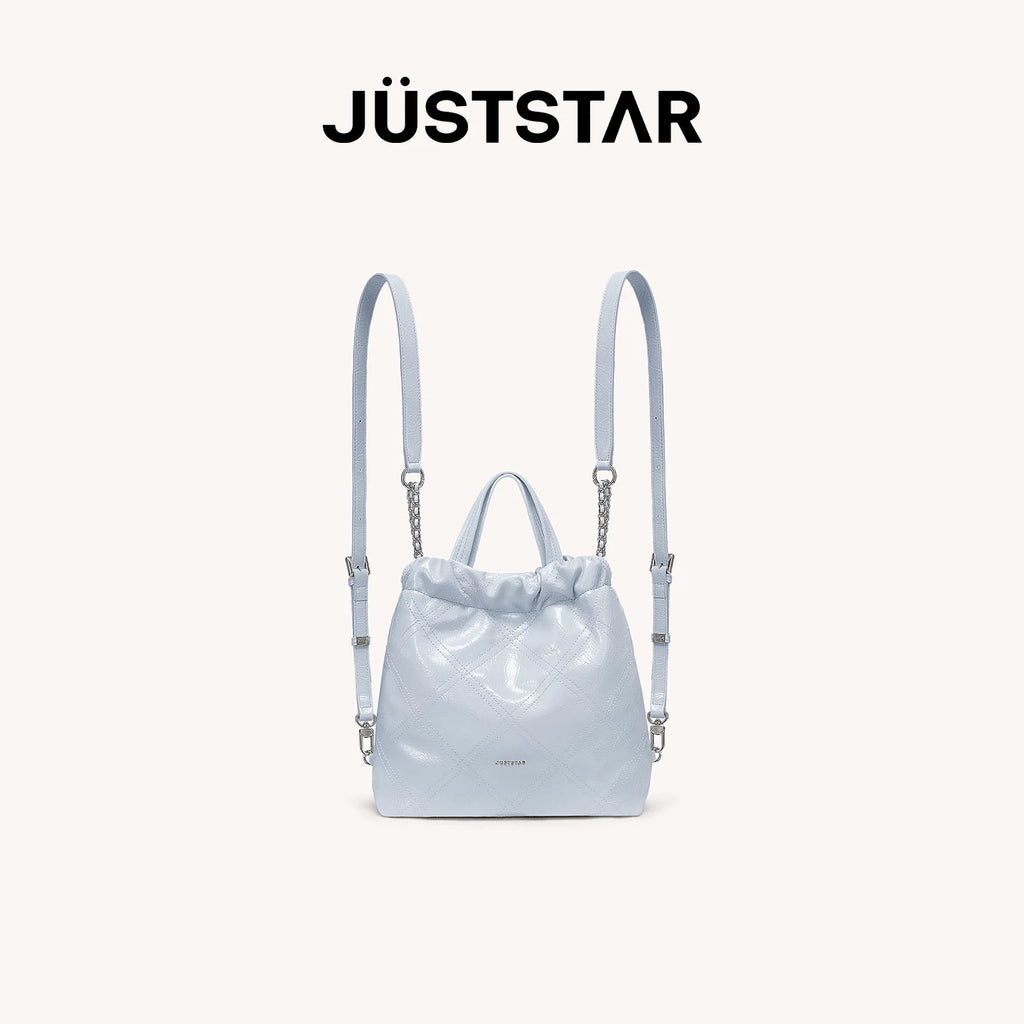 JUST STAR Rhombus Dual-purpose Double Shoulder Large-capacity Tote Bag