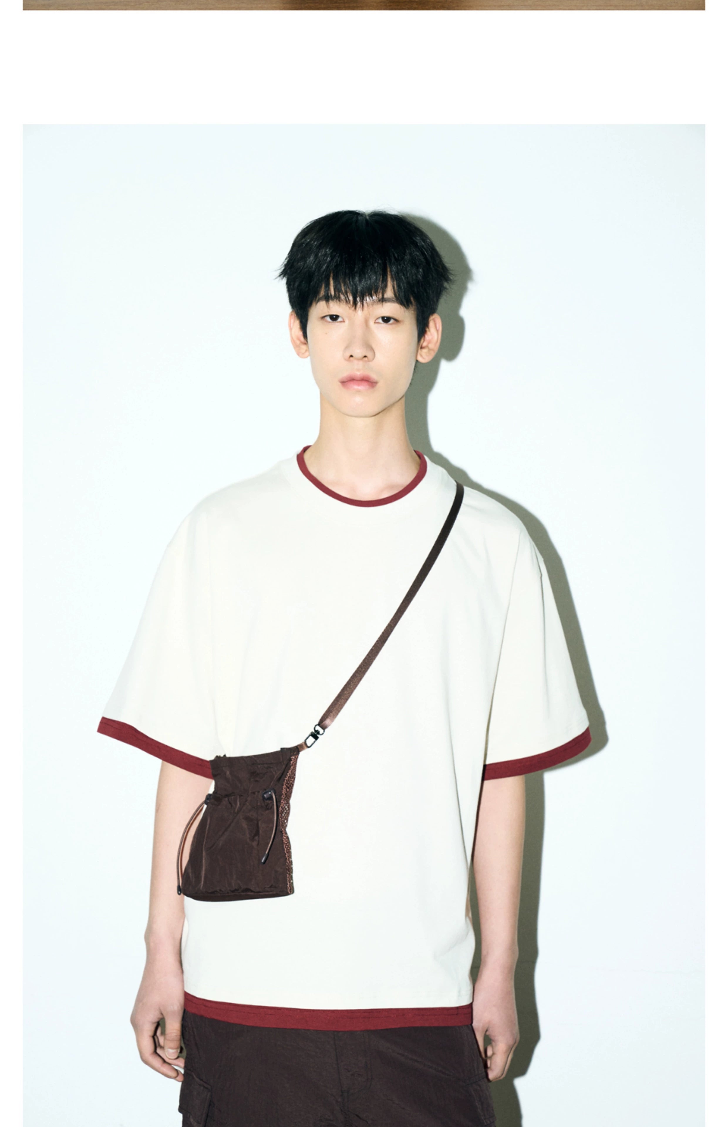 PARTIMENTO Loose Casual Short Sleeve Laminated Tee