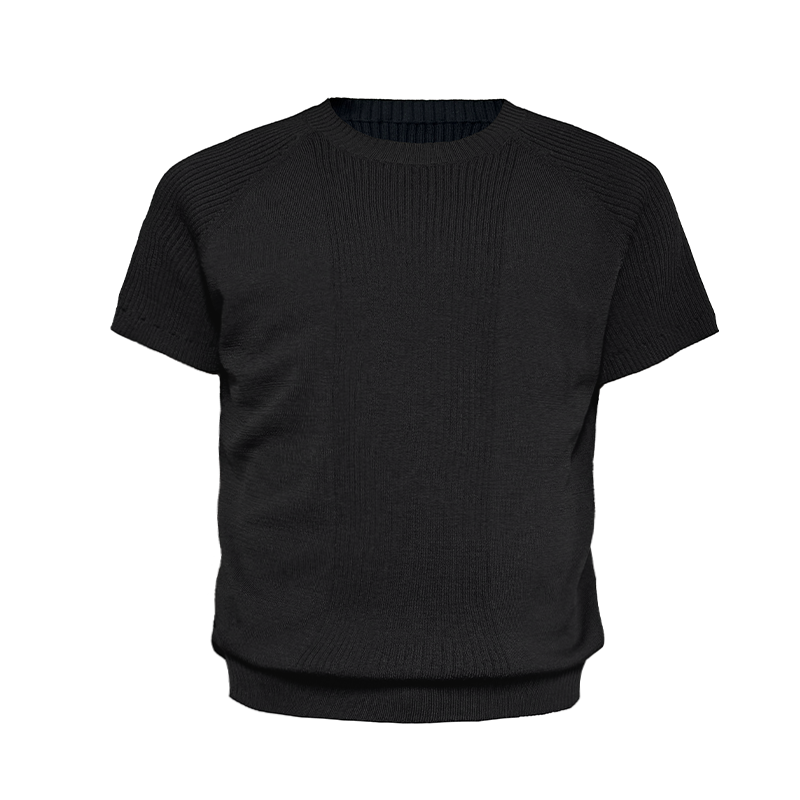 JCAESAR Pit Strip Knitted Shoulder Tee