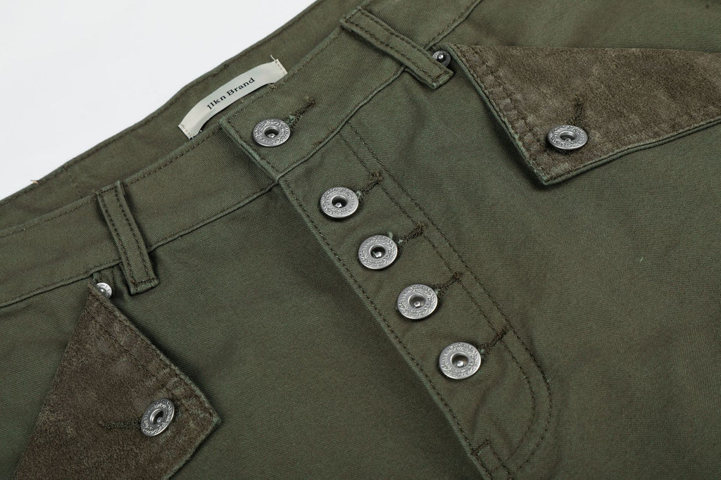 11KN Vintage Spliced Pocket Loose Wide Leg Casual Pants