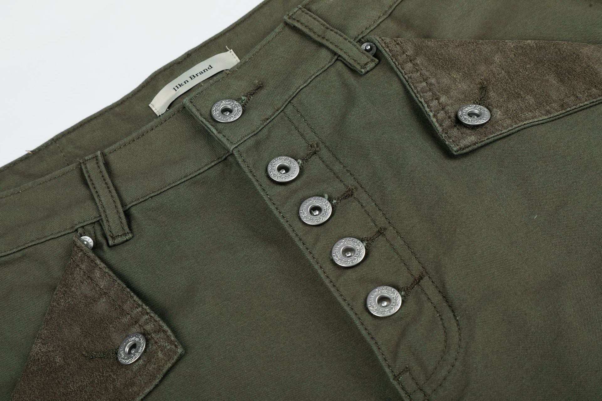 11KN Vintage Spliced Pocket Loose Wide Leg Casual Pants