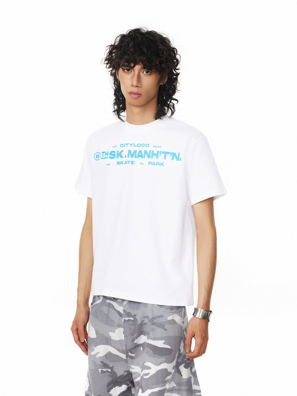 BTSG Slack Shoulder Vintage Slogan Print Tee