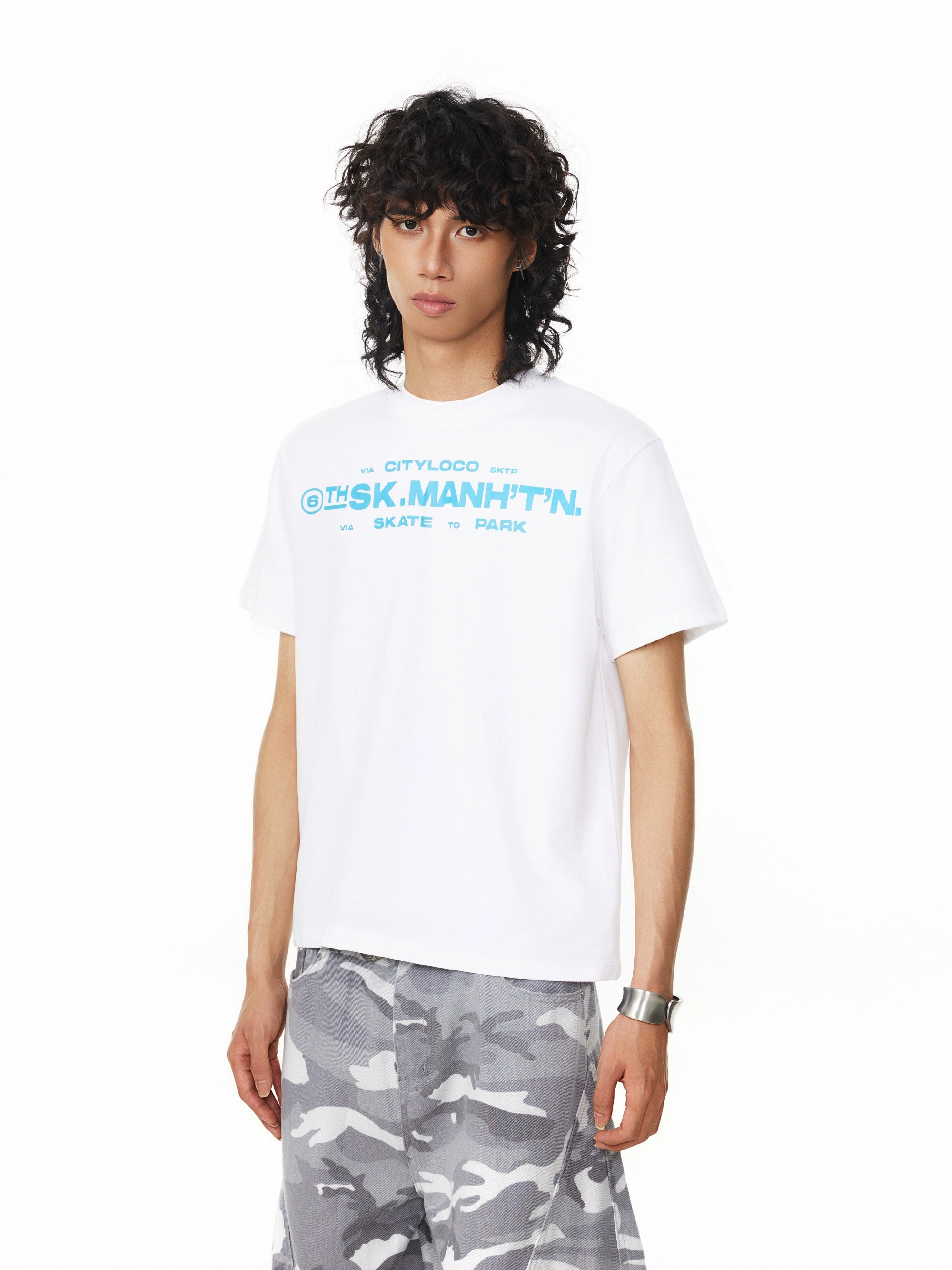 BTSG Slack Shoulder Vintage Slogan Print Tee