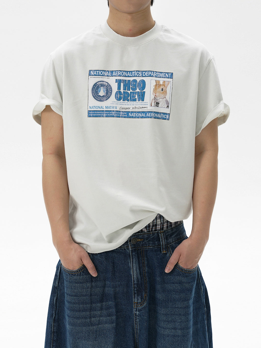 TH90 Rabbit Astronaut ID Card Destruction Print Tee