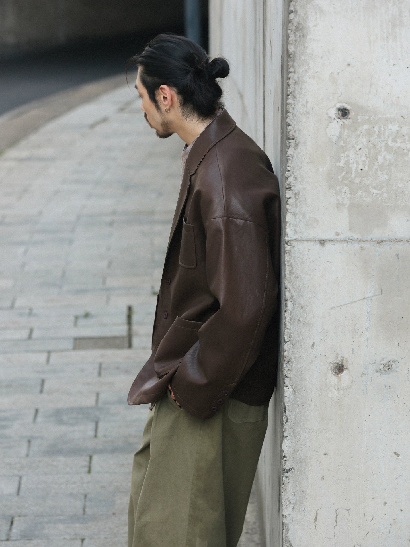 NOEARS Retro Loose Leather Jacket Ruffian Handsome Casual Jacket