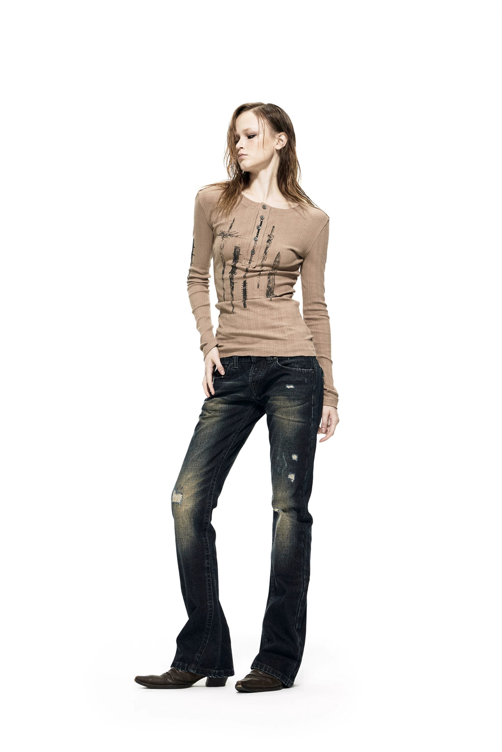 TEAMGEEK Vintage Low-rise Slim-fit Straight Jeans