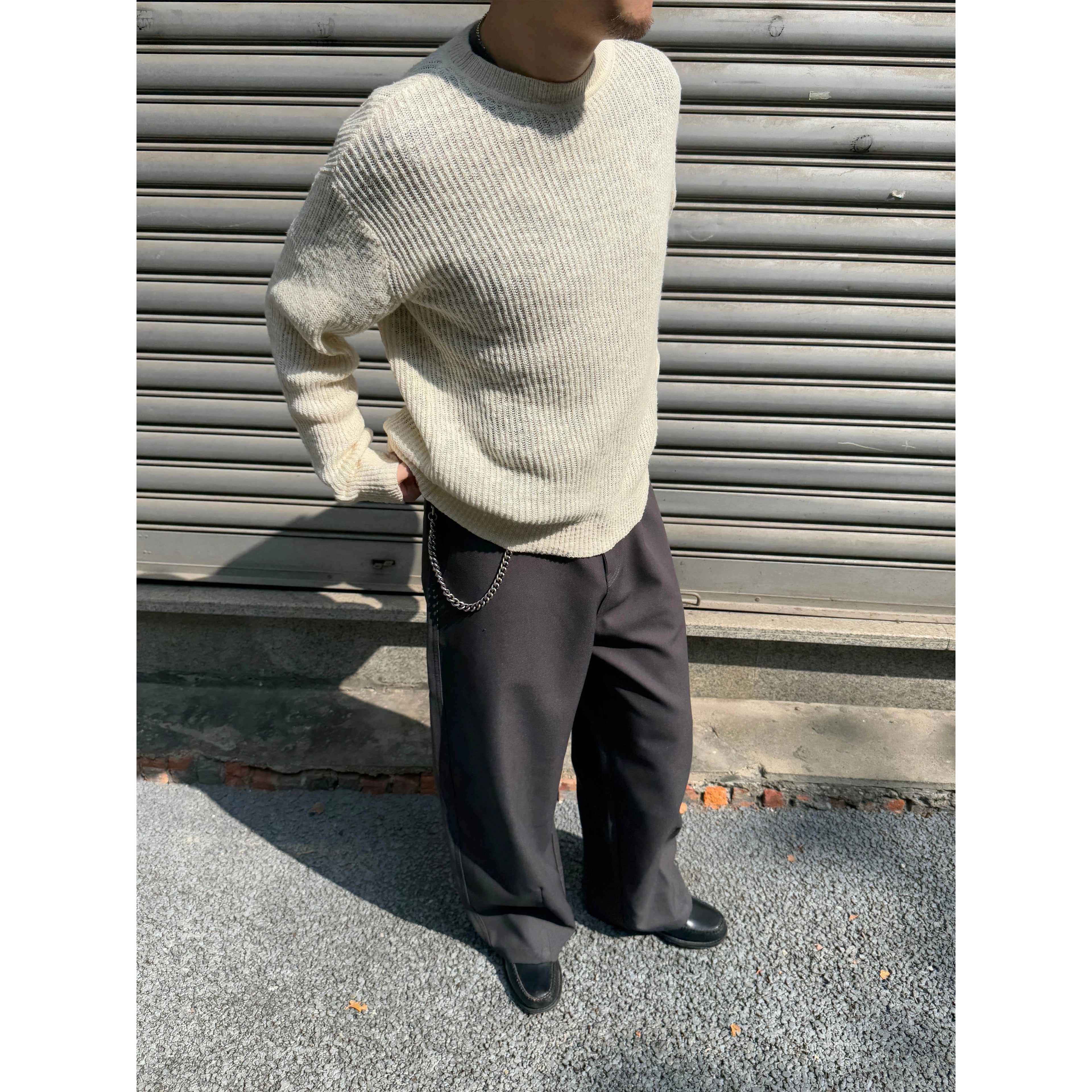 Anniehall Textured Slub Belly Yarn Sweater