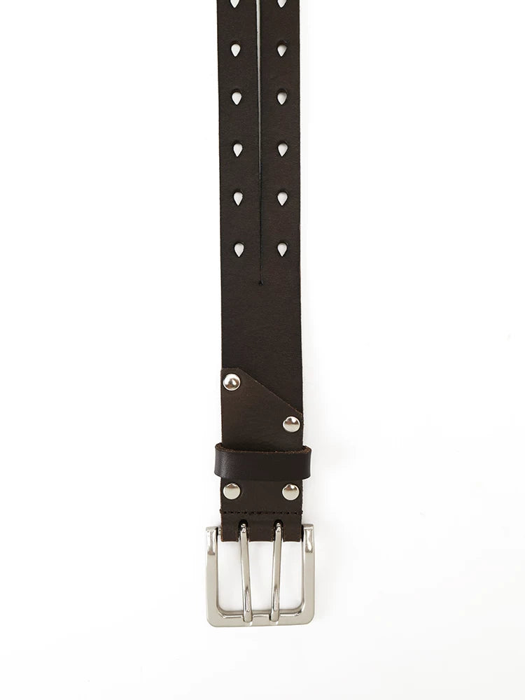 Borrowed Project Double-breasted Leather Pin Buckle Belt
