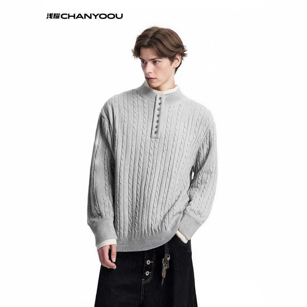 CHANYOOU Vintage Fake Two-piece Twist Knitted Sweater