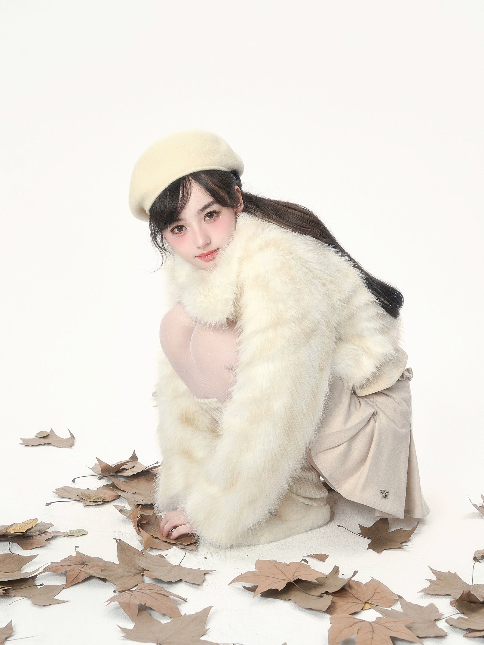 SASSY MOODY Gradual Change Sweet Imitation Fur Fur Short Coat