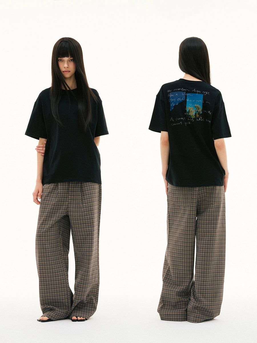 FUNKYFUN Digital Printing Plant Slogan Loose Tee