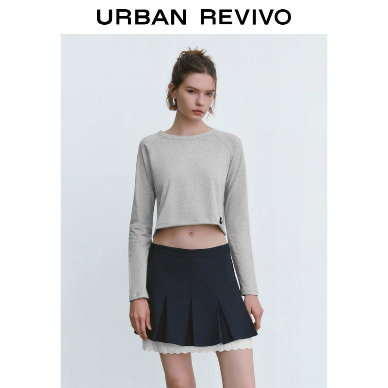 URBAN REVIVO Fun Pattern Crew Neck Long Sleeve