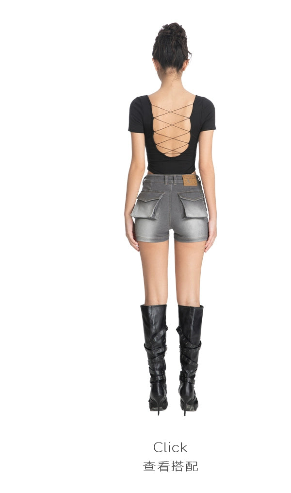 ABMY Hottie High Elastic Mid-rise Denim Shorts