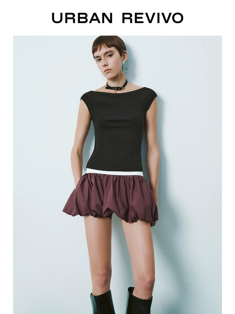 URBAN REVIVO Atmosphere Slim Neck Short Sleeve Tee