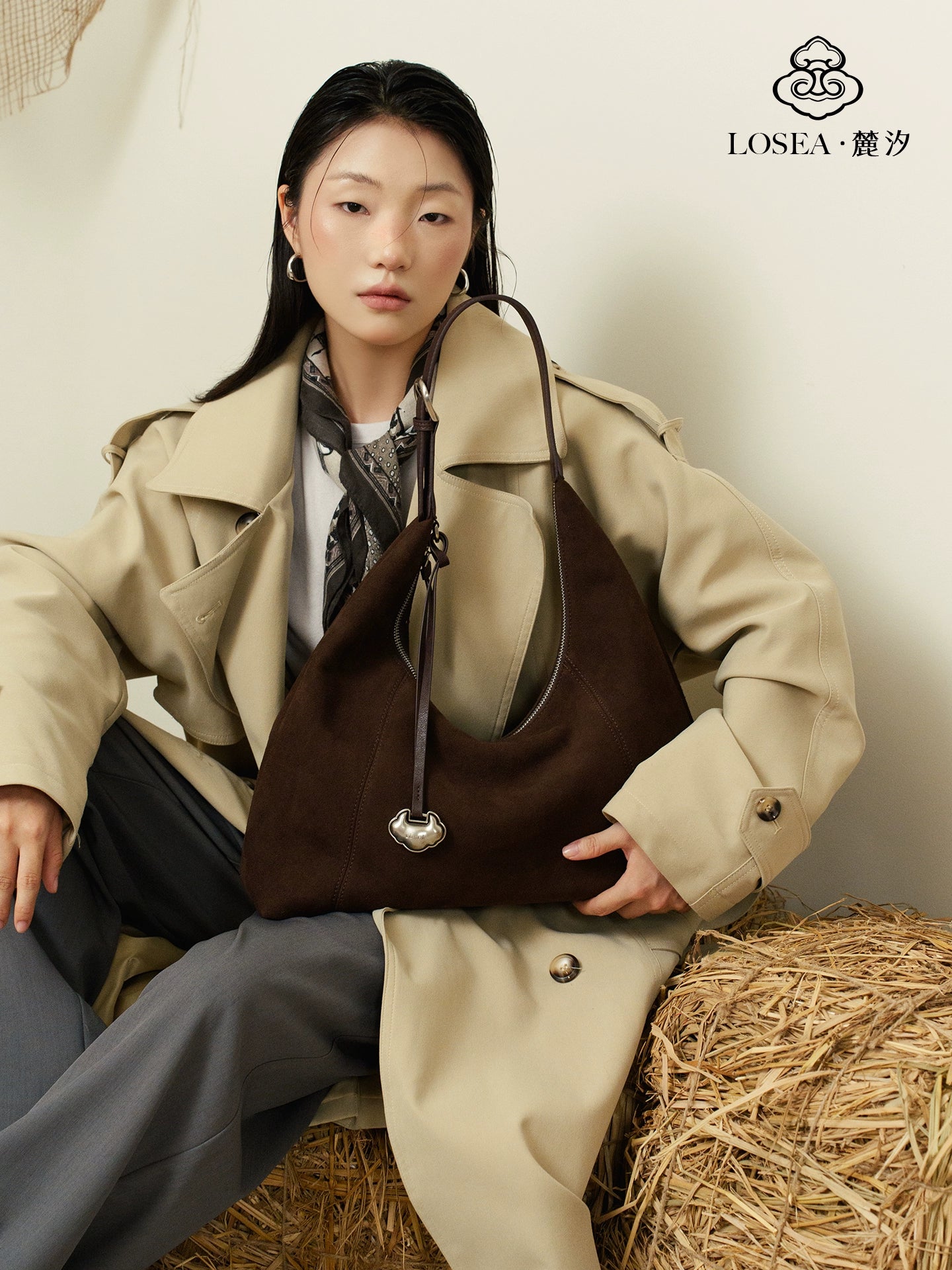 LOSEA New Chinese Cowhide Fleece Ruyi Underarm Bag