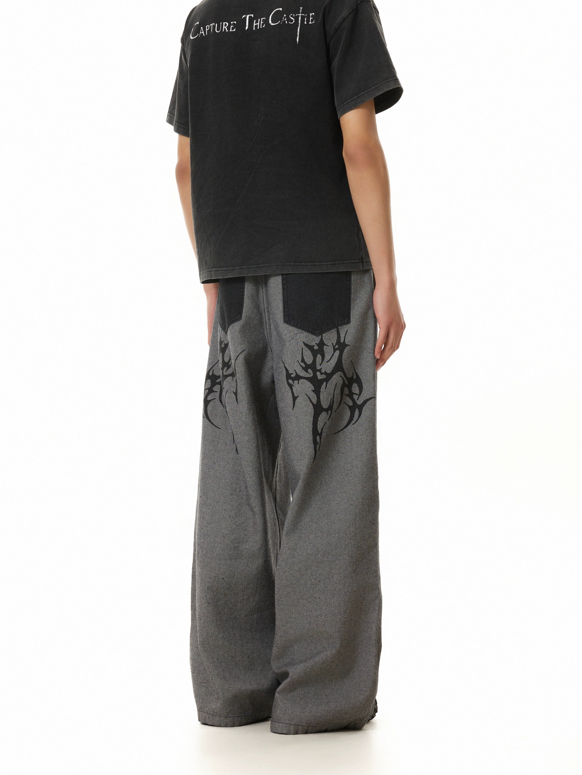 BTSG Thorn Totem Embroidery Stitching Vintage Jeans