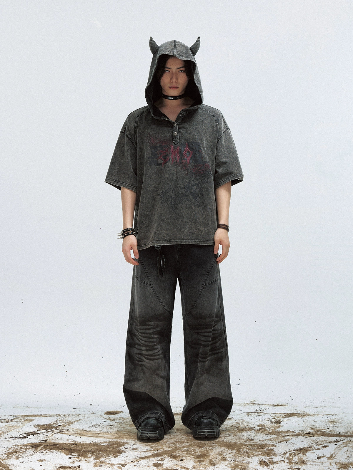 PEOPLESTYLE Diablo Little Devil Made Old Washed Hooded Tee