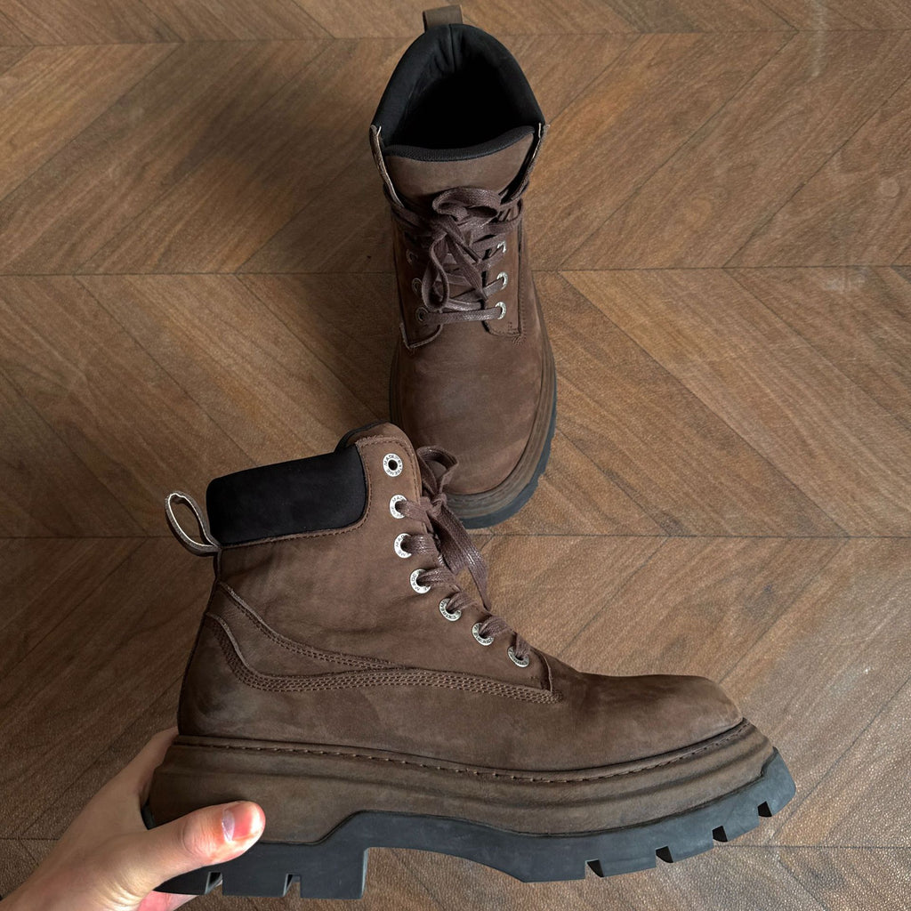EME Cowhide Retro Non-slip Tooling British Style Short Boots