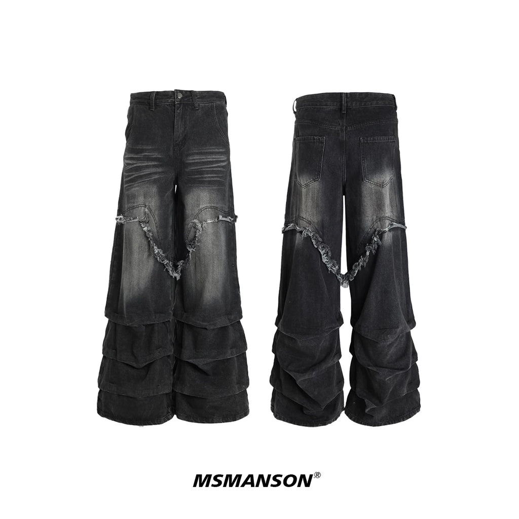 NUndeFineD Rough-trimmed Wide-leg Jeans