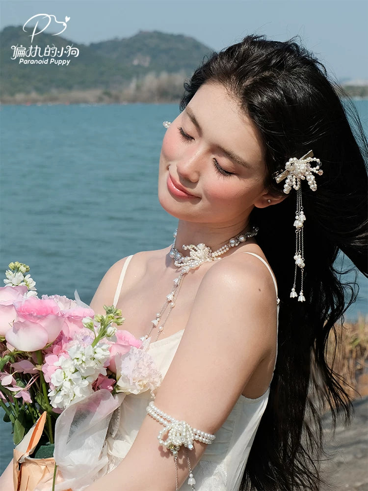 PP Pearl Flower Fringed Hairpin