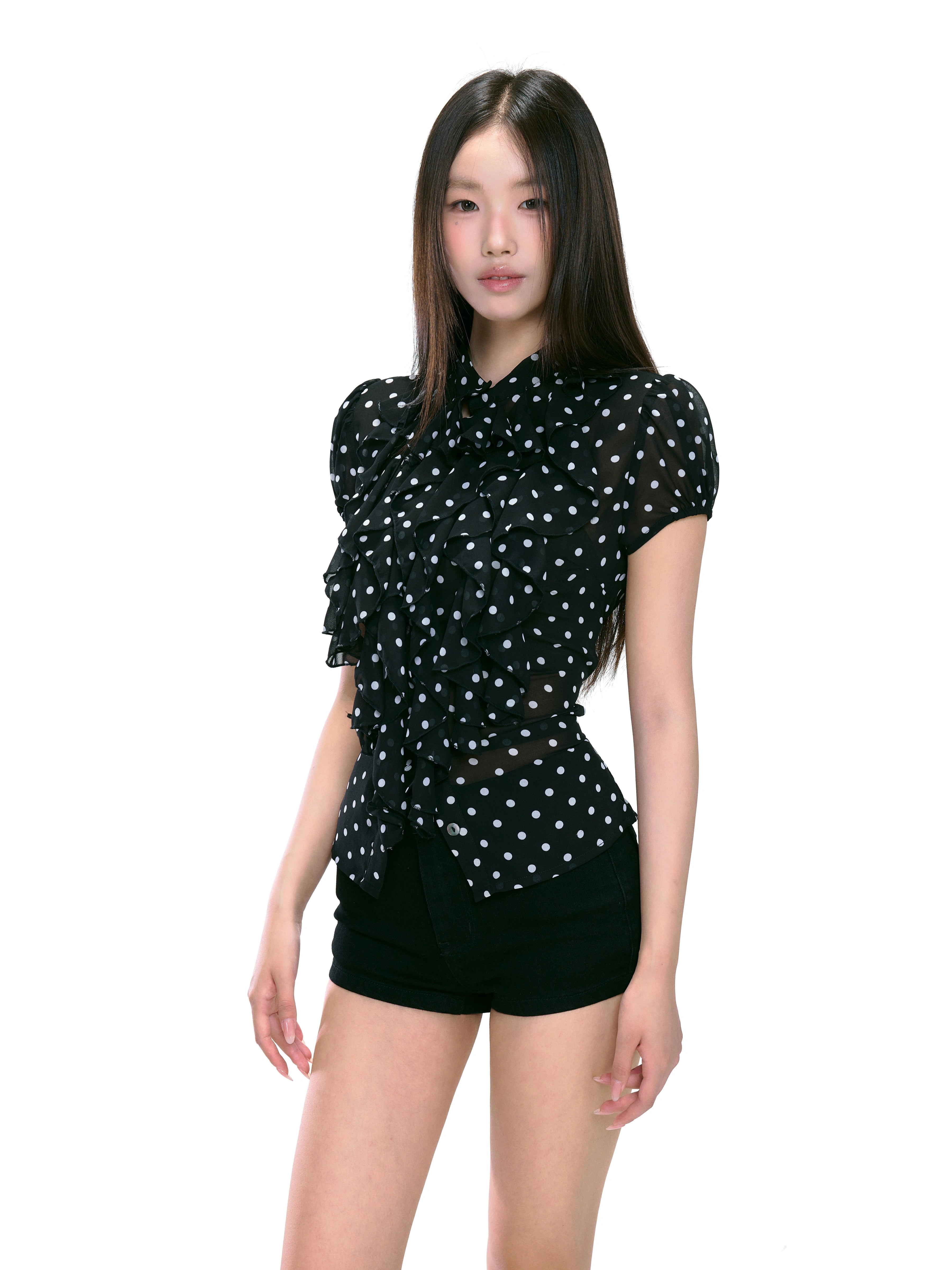 WITHMIN Waist Polka Dot Design Shirt
