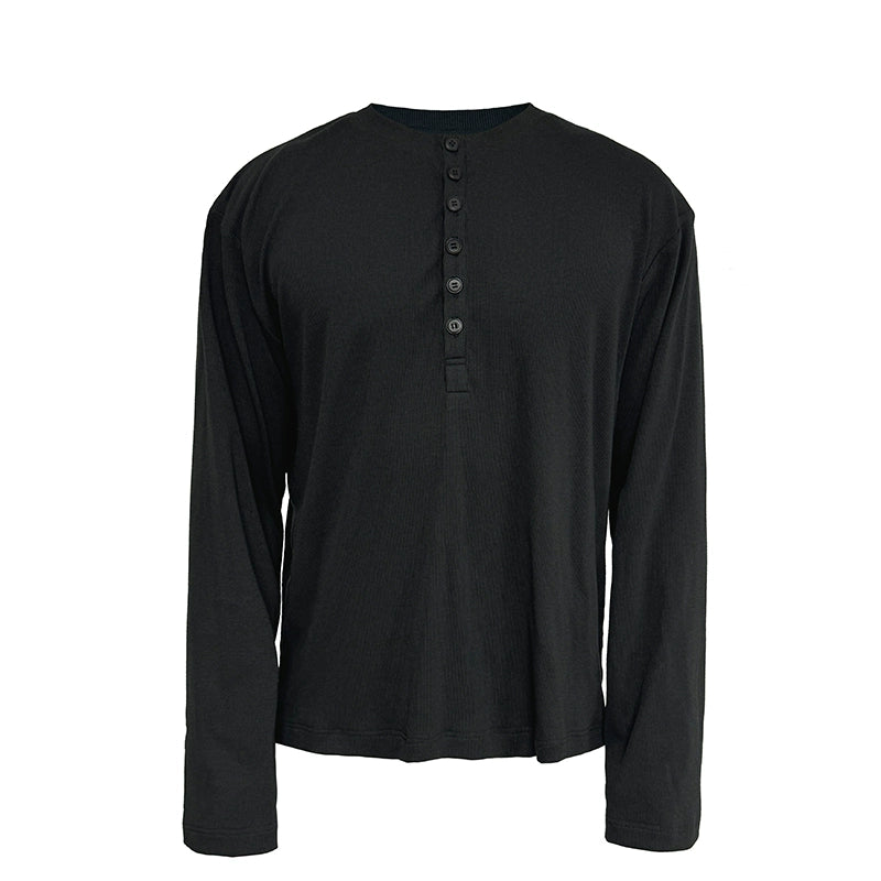 JCAESAR Henry Collar Soft and Comfortable Versatile Long Sleeves
