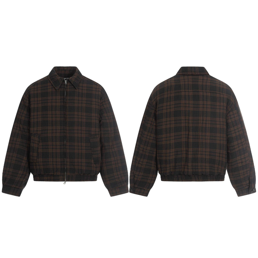 11KN Retro Plaid Contrasting Loose Lapel Jacket