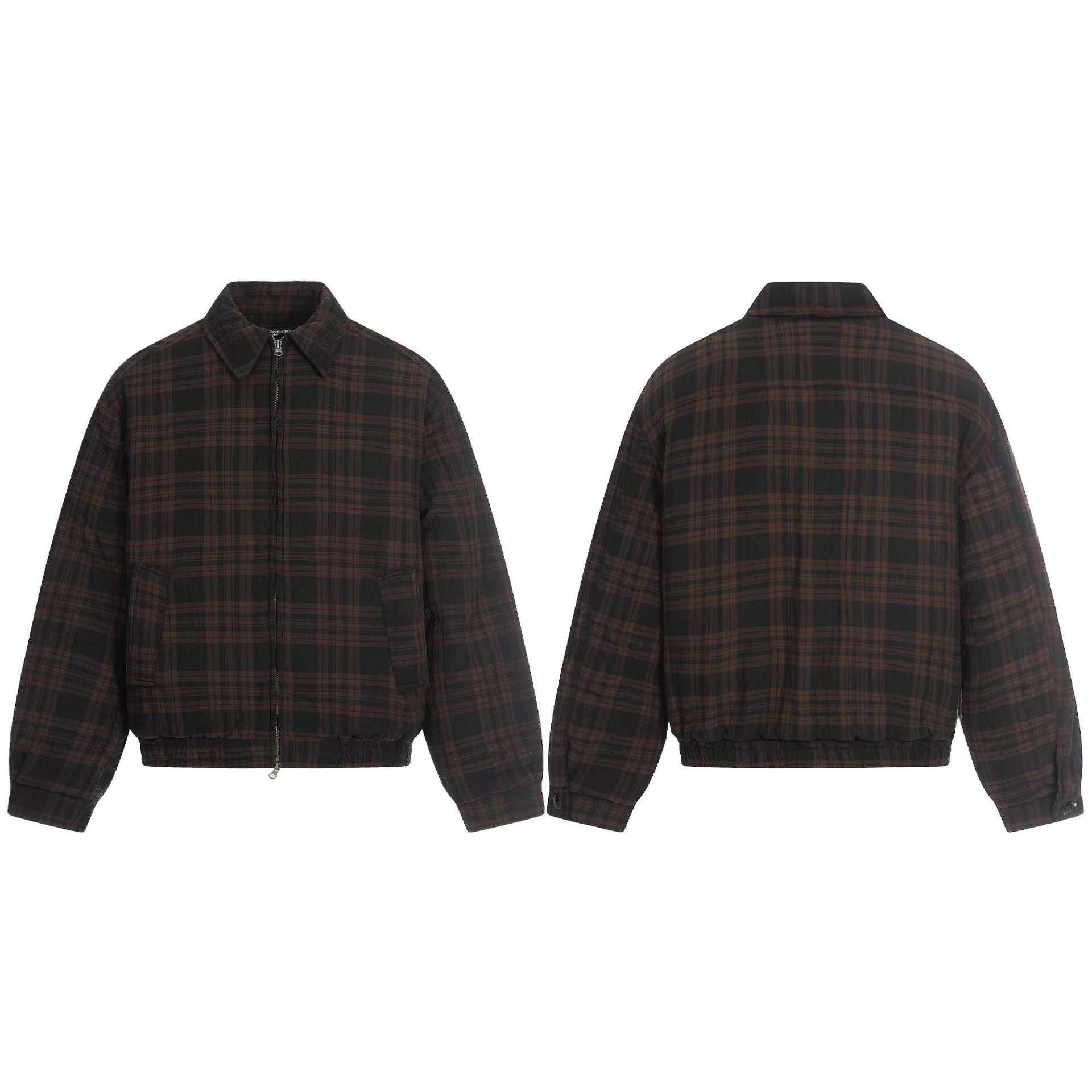 11KN Retro Plaid Contrasting Loose Lapel Jacket