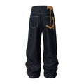 YADcrew Glitter Frosted Leather Dissolved Pocket Straight Pants