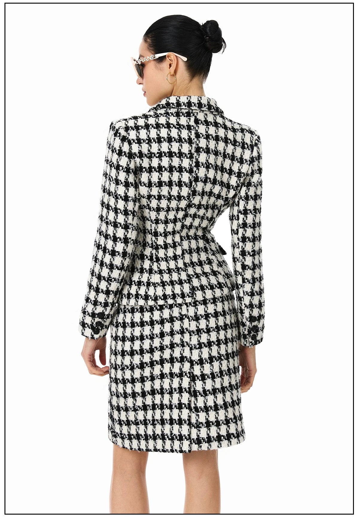FINDYAWINGS Thousand Birds Plaid Short Jacket Skirt Set