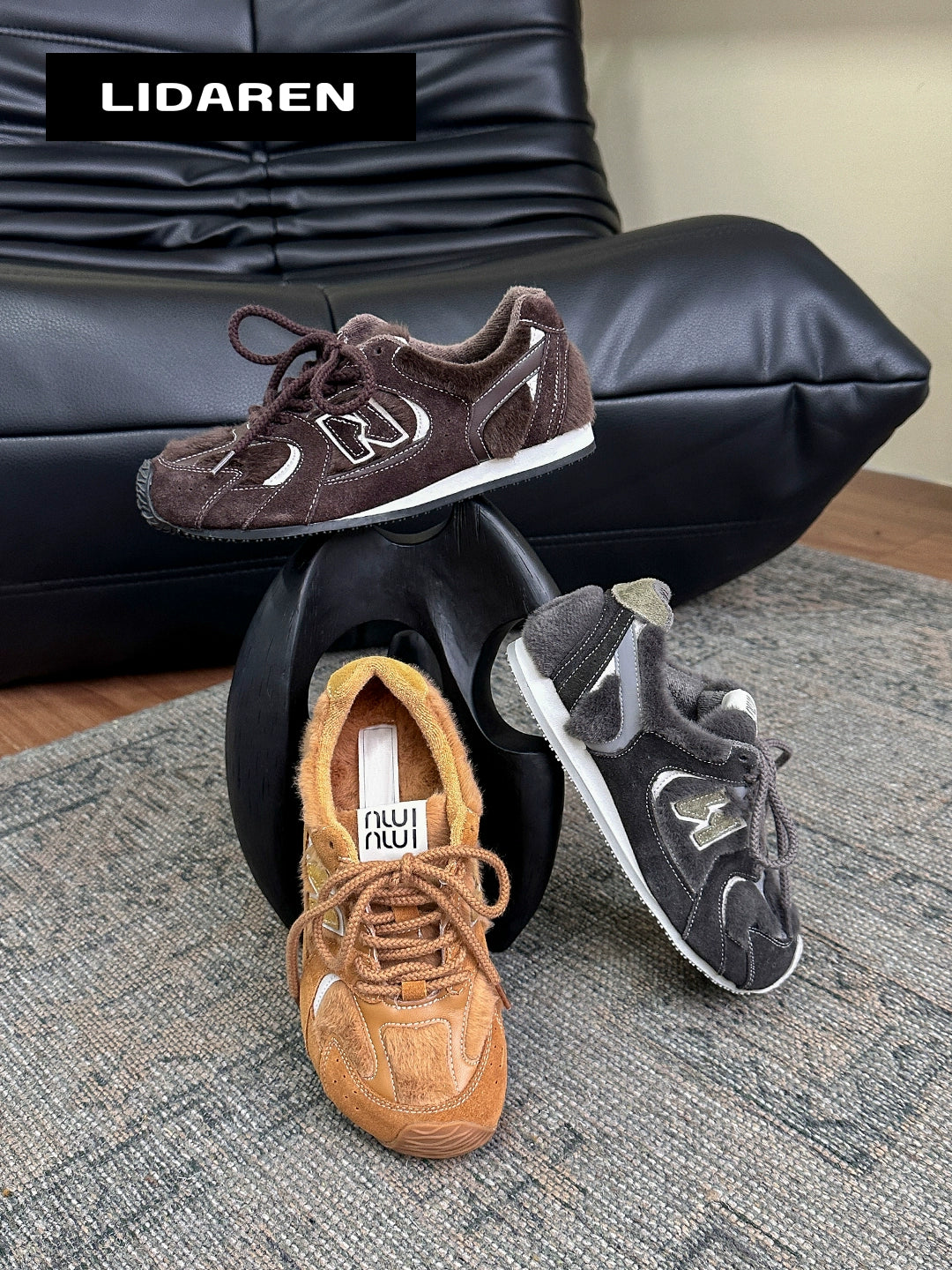 Lidaren Produced Leather Casual Fleece Warm Forrest Gump Shoes