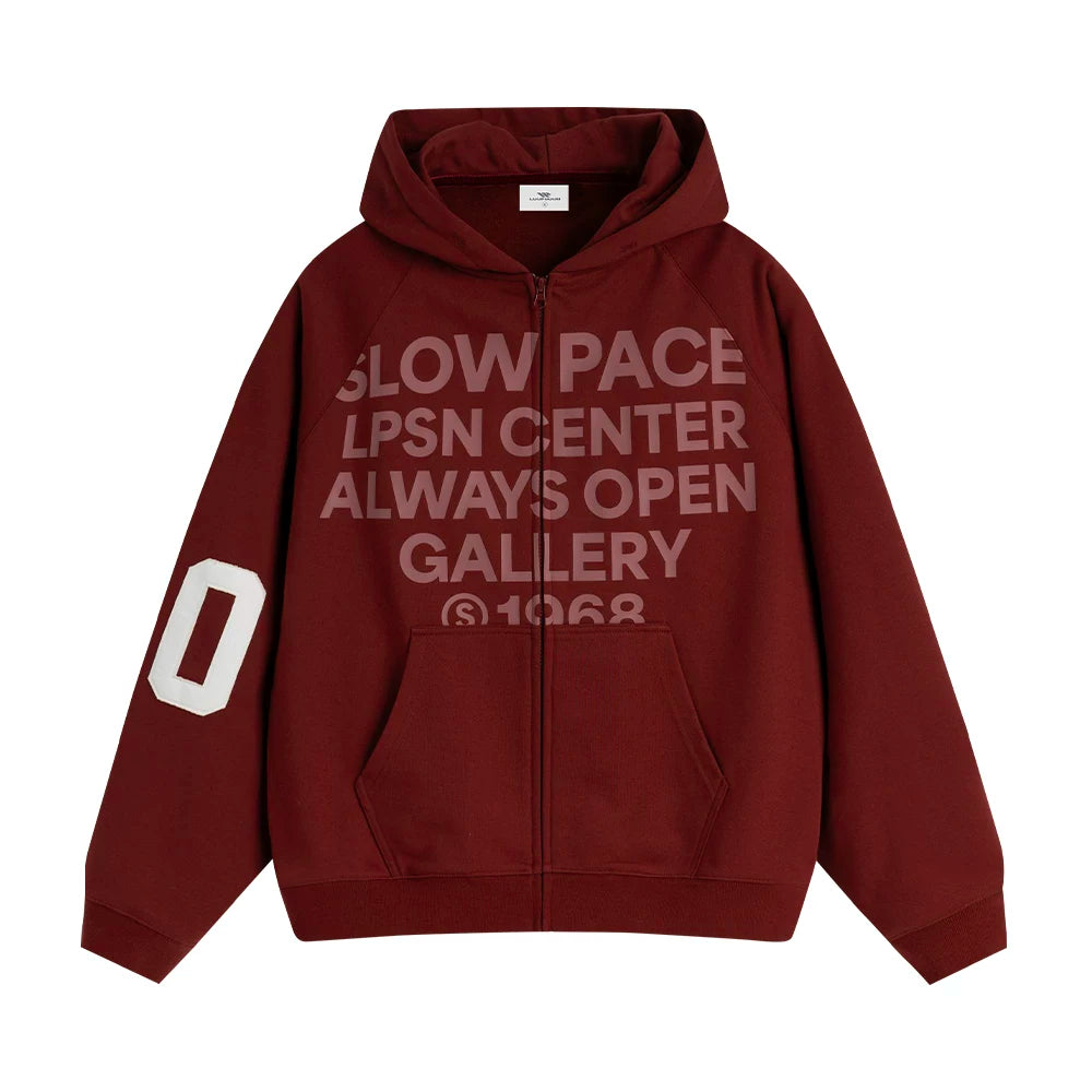 Loopsoon Front Chest Large Letter Print Hooded Sweater Couple