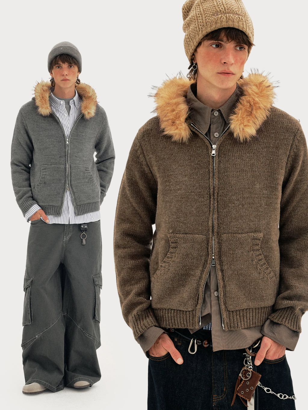MADWITCH Vintage Hooded Knitwear Jacket