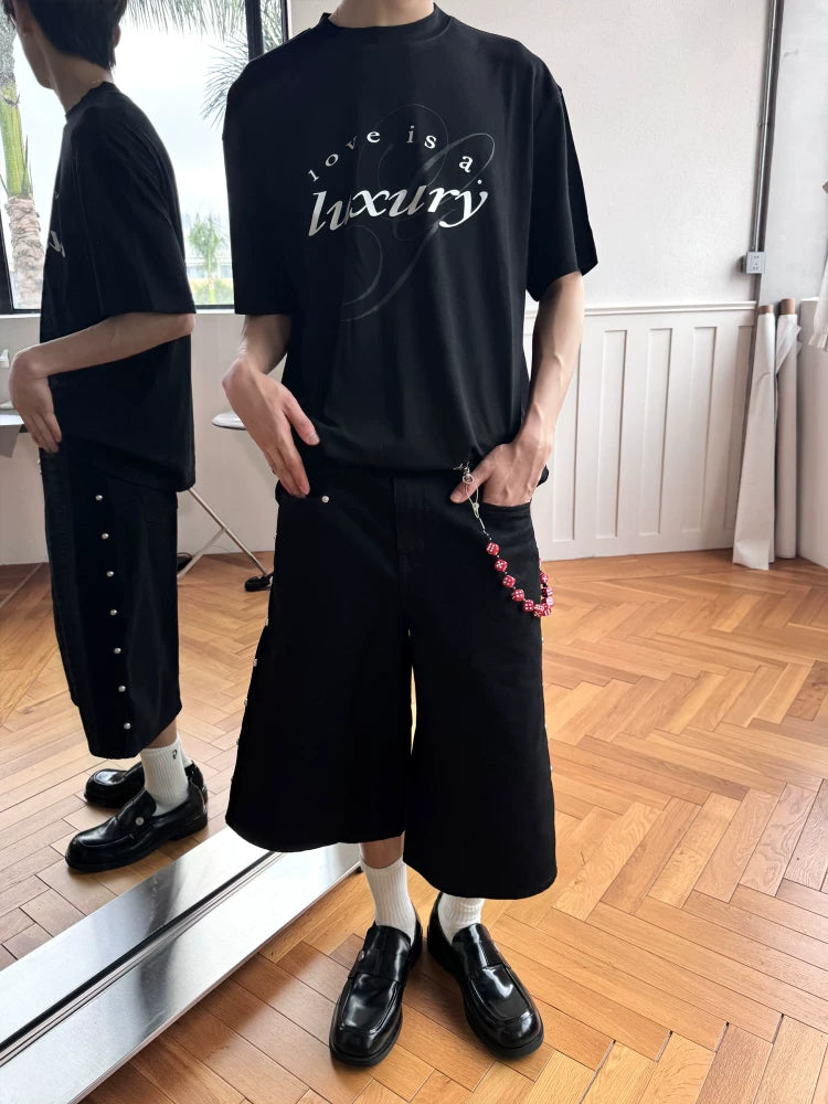 TERRAINCOGNITA Metallic Brushed Lettering Film Printed Loose Tee