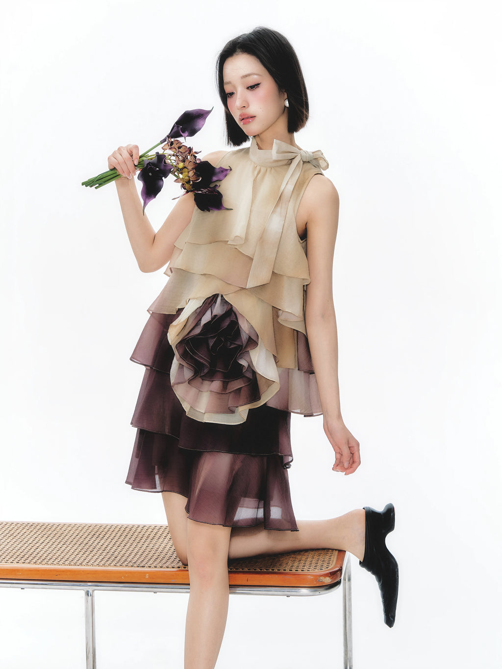 YEDM Gradual Change Layering Suspender Dress