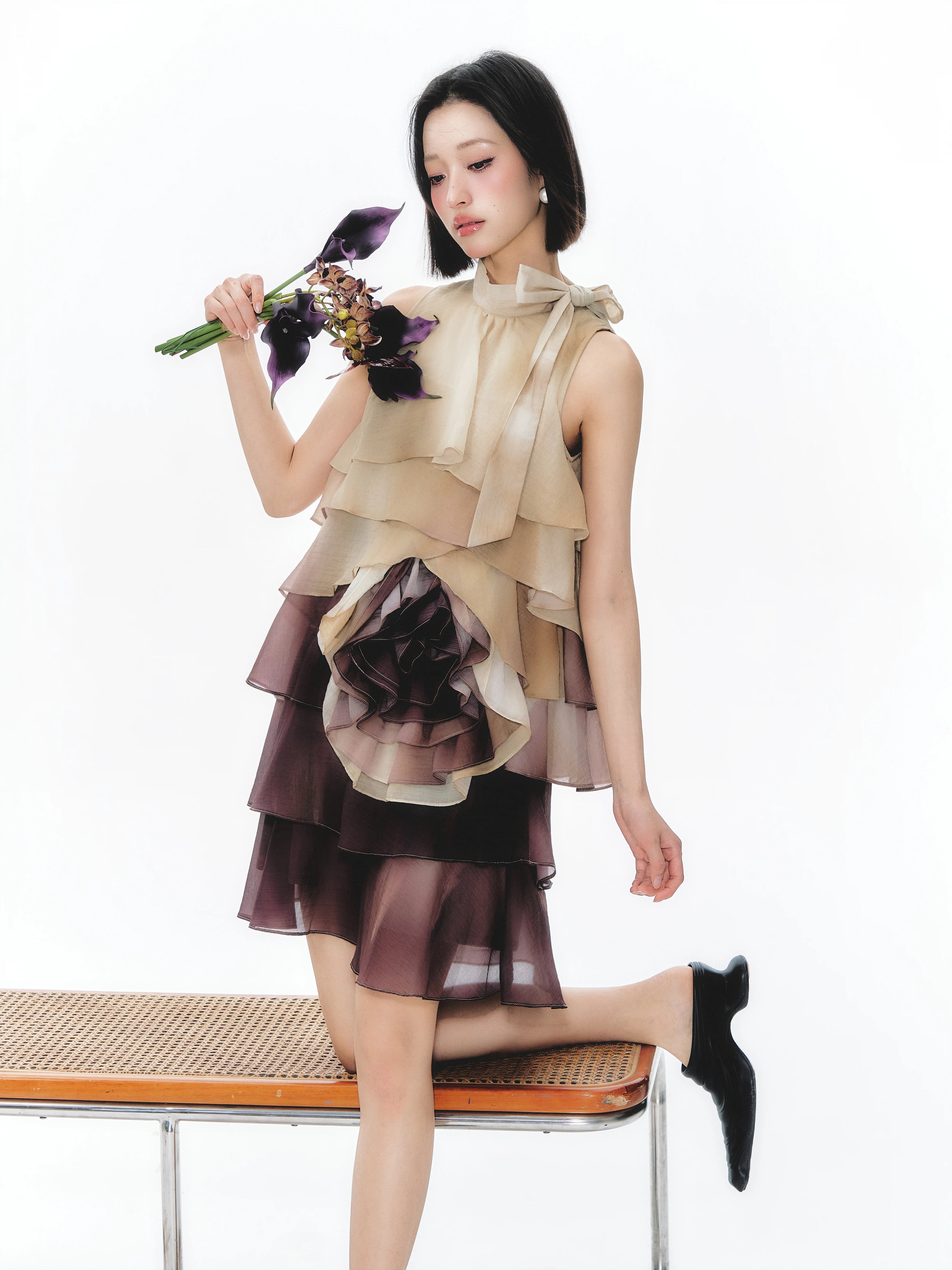YEDM Gradual Change Layering Suspender Dress
