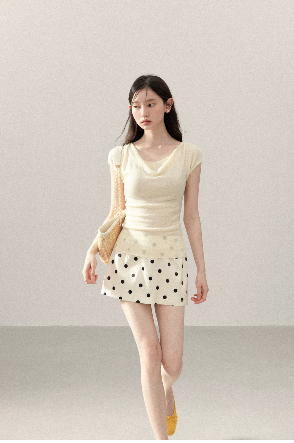 Cantonstory Polka Dot High Waist Slim Skirt Pants