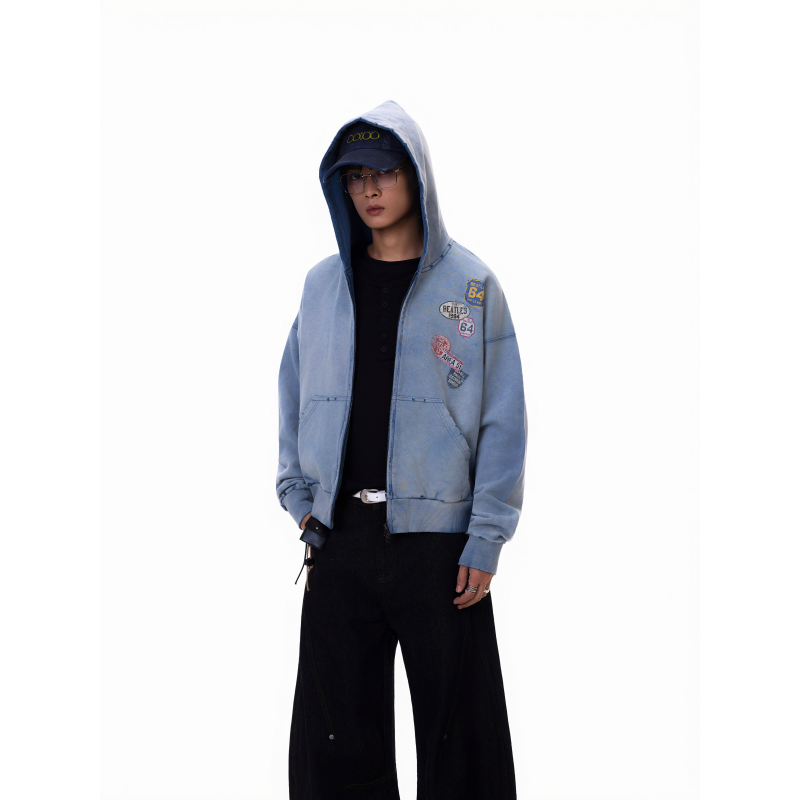 BTSG Wear Badge Label Print Cardigan Jacket