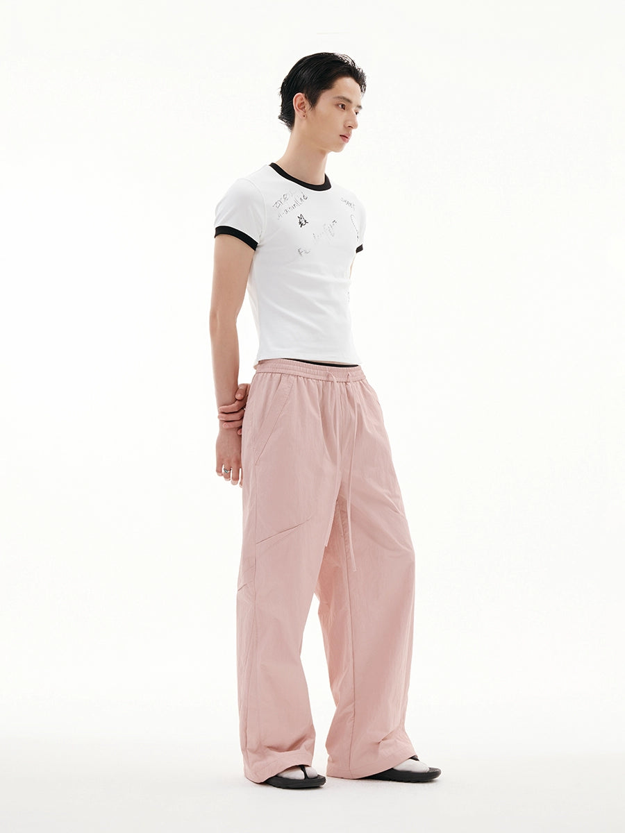 FUNKYFUN Straight Wide Splicing Casual Sweatpants