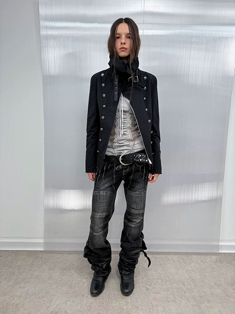 DoublePunch High-neck Vintage Metal Buckle Padded Thickened Jacket